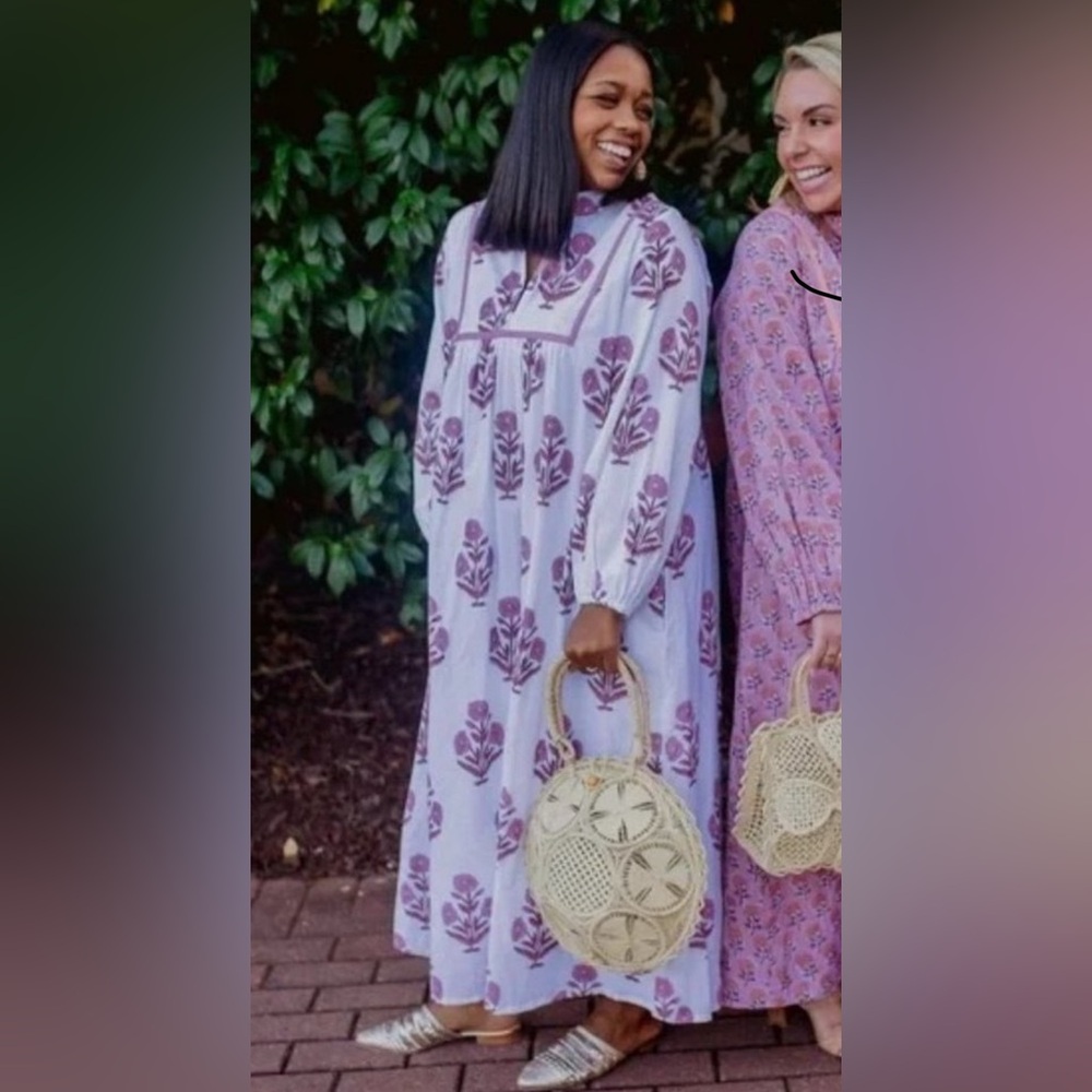 Victoria Dunn Lilac Maxi Dress with Plum Floral Print